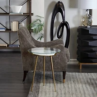 White Aluminum Glam Accent Table, 19" x 20" x 23"