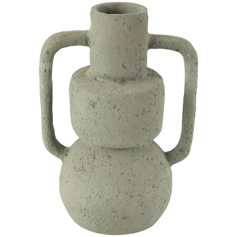 14" Light Gray Paper Mache Textured Vase