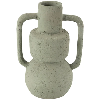 14" Light Gray Paper Mache Textured Vase