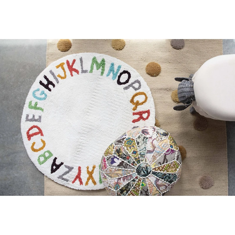 Hello Honey® 38" Round Cotton Tufted Alphabet Rug
