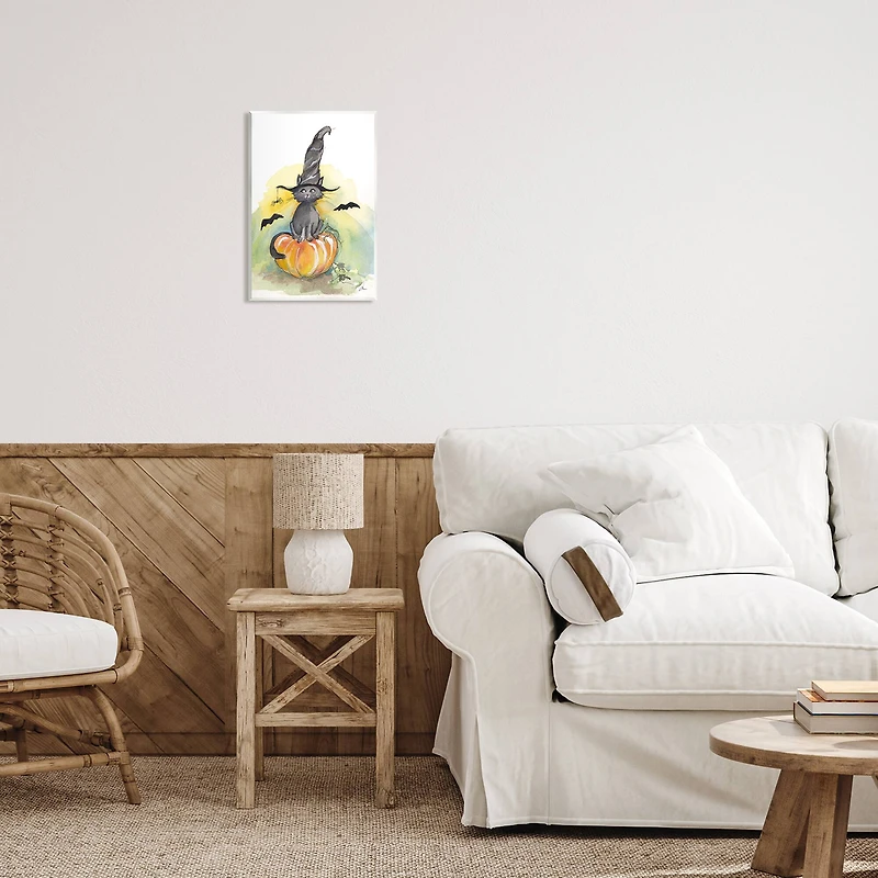 Stupell Industries Witch Cat on Pumpkin Wall Plaque Art