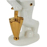 13" White & Gold Ceramic Bulldog Sculpture