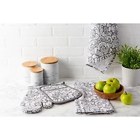 DII® Gray Damask Dishtowel, 2ct.