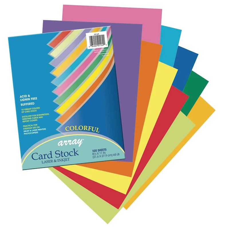 Pacon® 8.5" x 11" Assorted Card Stock, 100 Sheets