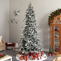 9.5ft. Pre-Lit Flocked Manchester Spruce Artificial Christmas Tree, 650 Lights