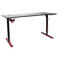 Mind Reader 59" Red & Black Gaming Desk with USB Hub & Headphone Holder