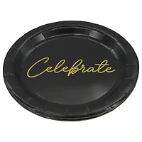 7" Black & Gold Celebrate Snack Plates, 8ct. by Celebrate It™