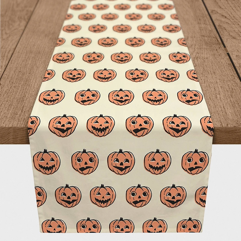 72" Trick or Treat Pumpkins Poly Twill Table Runner