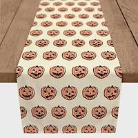 72" Trick or Treat Pumpkins Poly Twill Table Runner