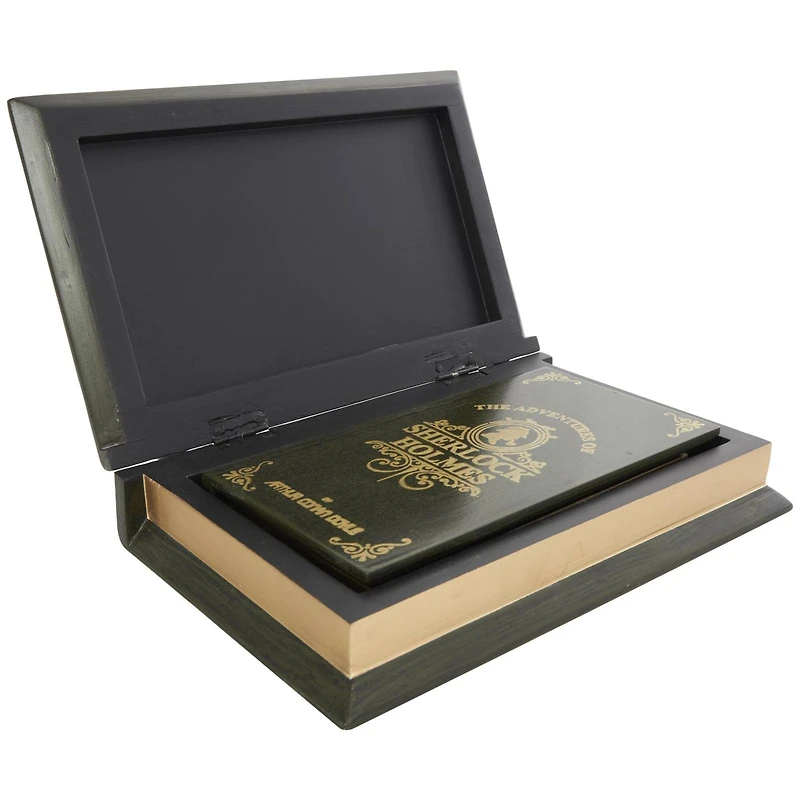 Green Wooden Sherlock Holmes Storage Faux Book Box Set