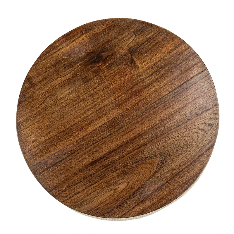 Hello Honey® 22" Woven Cotton & Wool Blend Table to Stool with Oak Wood Legs