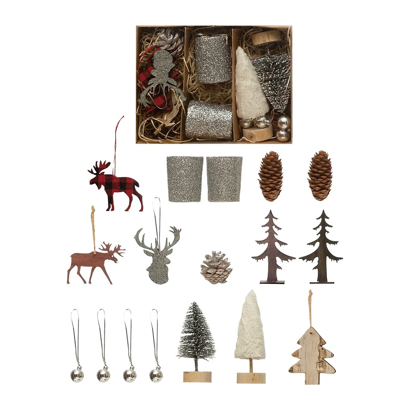Hello Honey® 17 Piece Glittery Silver Candles & Woodland Icons Candle Garden Kit