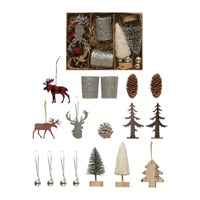 Hello Honey® 17 Piece Glittery Silver Candles & Woodland Icons Candle Garden Kit