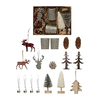 Hello Honey® 17 Piece Glittery Silver Candles & Woodland Icons Candle Garden Kit