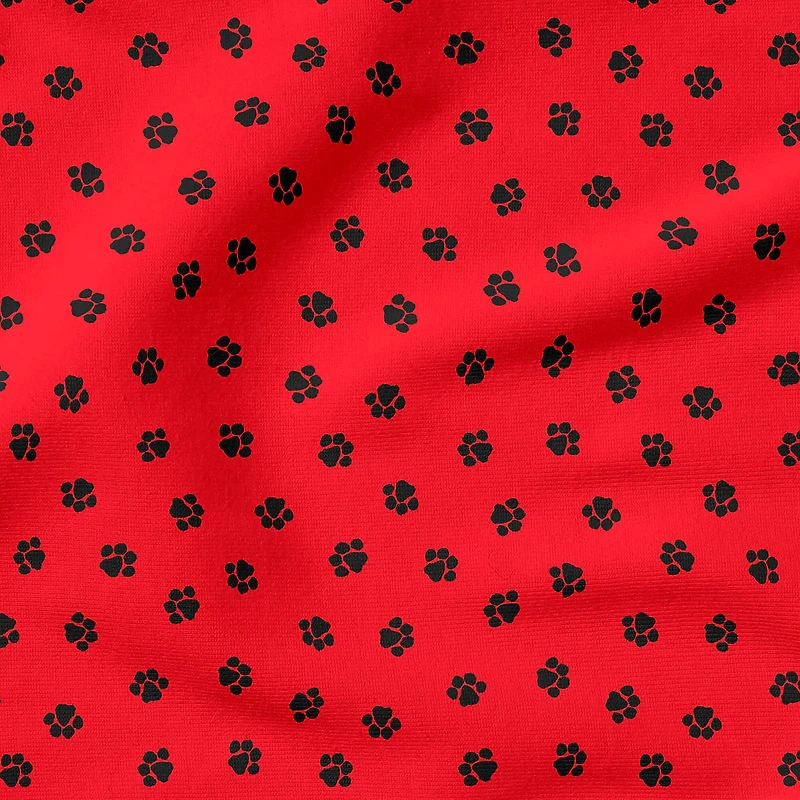 Fabric Editions Red Paw Print Cotton Fabric