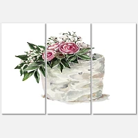 Designart - Pink Roses and White Flowers On Cake
