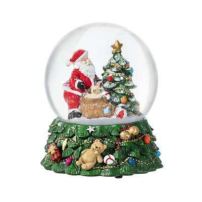 Glitzhome® 150mm Christmas Resin Lighted Musical Snowflakes Santa Waterglobe