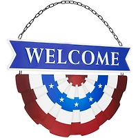 19.25" Americana Welcome Metal Wall Sign with Bunting