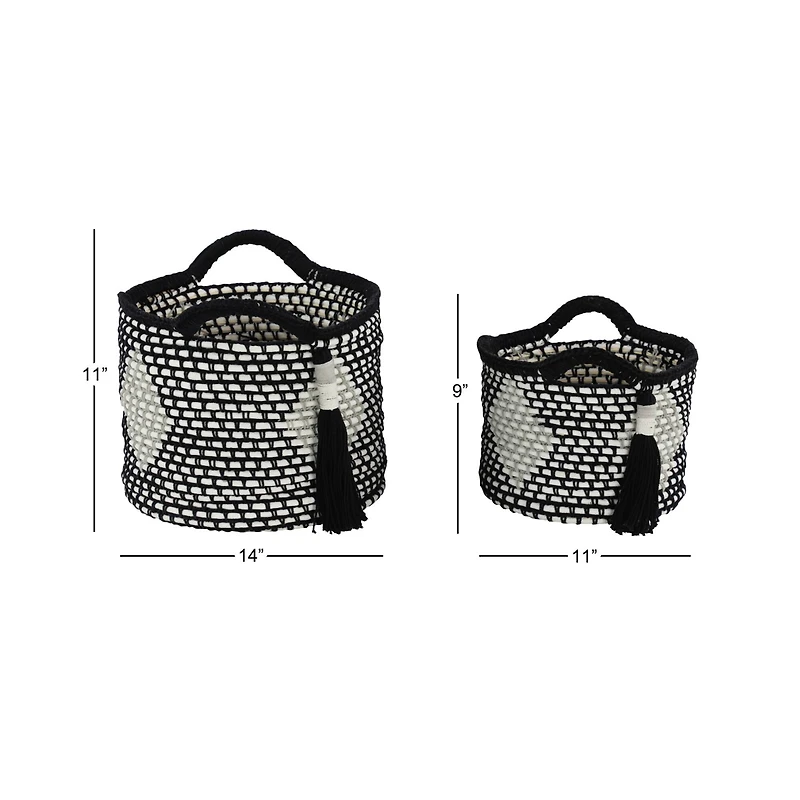 Black Polyester Traditional Storage Basket Set
