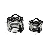 Black Polyester Traditional Storage Basket Set