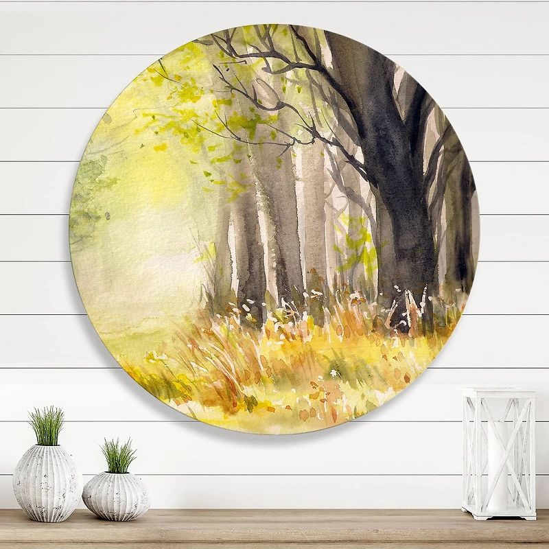 Designart - Bright Sunshine Through The Forest Trees II