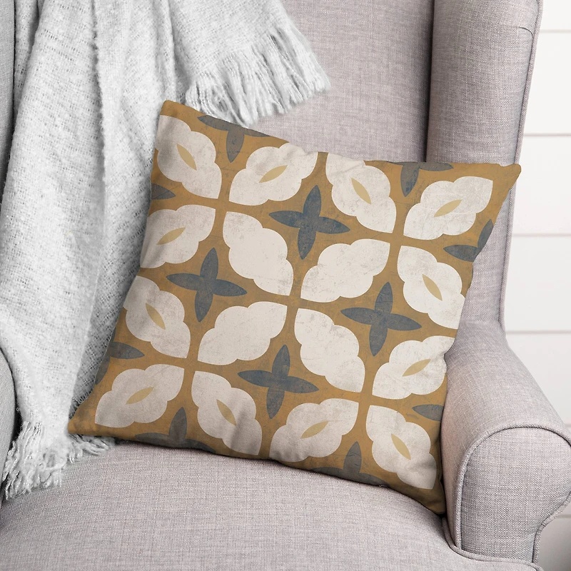 Yellow & Blue Batik Throw Pillow