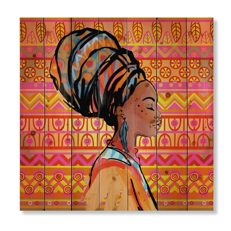 Designart - Portrait of Afro American Woman With Turban I