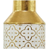 Gold Metal Handmade Embossed Quatrefoil Vase with Gold Detailing Set of 2 16", 12"