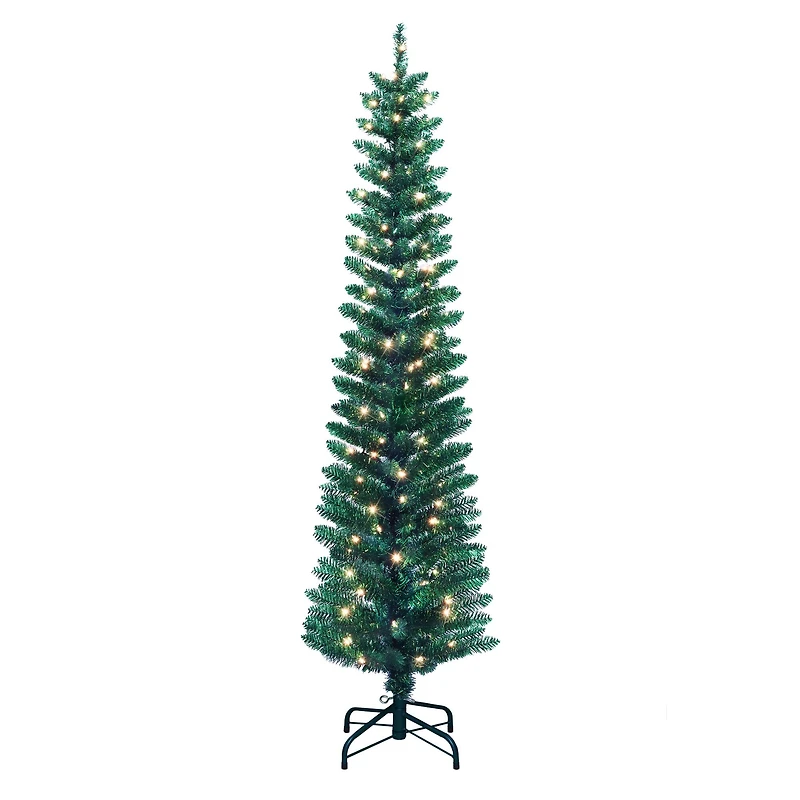 6ft. Pre-Lit Green Tinsel Artificial Christmas Tree, Clear Lights
