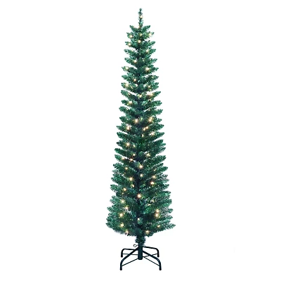 6ft. Pre-Lit Green Tinsel Artificial Christmas Tree, Clear Lights
