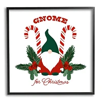 Stupell Industries Gnome For Christmas Candy Canes Framed Giclee Art