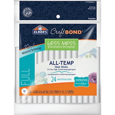 Elmer's® Less Mess 4" Full Size All-Temp Hot Glue Sticks