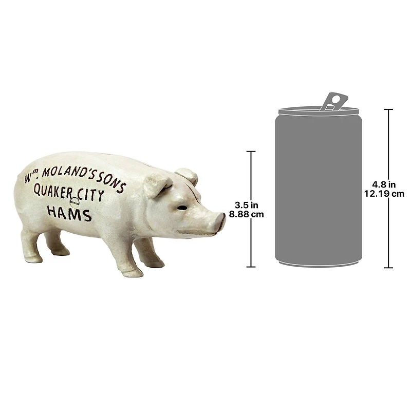 7.5" Quaker City Hams Pig Metal Coin Bank