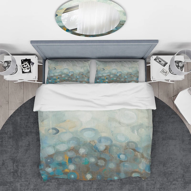 Designart 'Blue and Bronze Dots on Glass II' Geometric Bedding Set