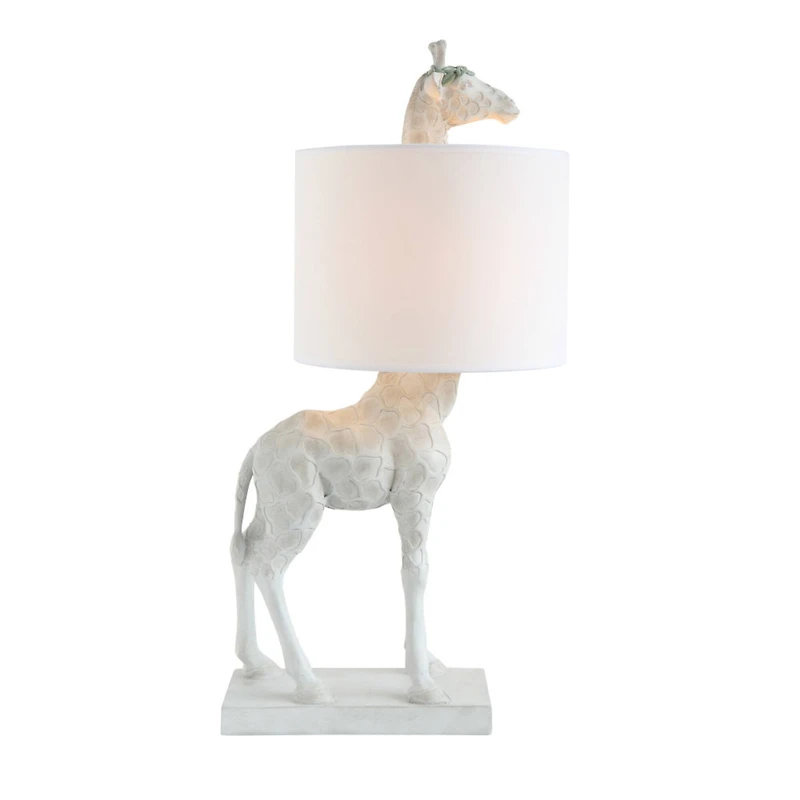 Hello Honey® 28" White Resin Giraffe Table Lamp with Linen Shade