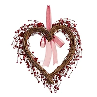 Glitzhome® 17" Valentine's Berry Heart Wreath