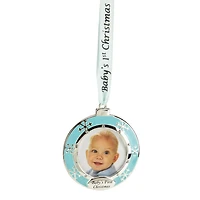 3" Blue & Silver "Baby's First Christmas" Framed Ornament