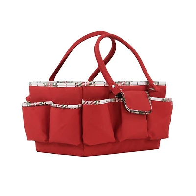Everything Mary Red & Plaid Print Gift Wrap Accessory Tote