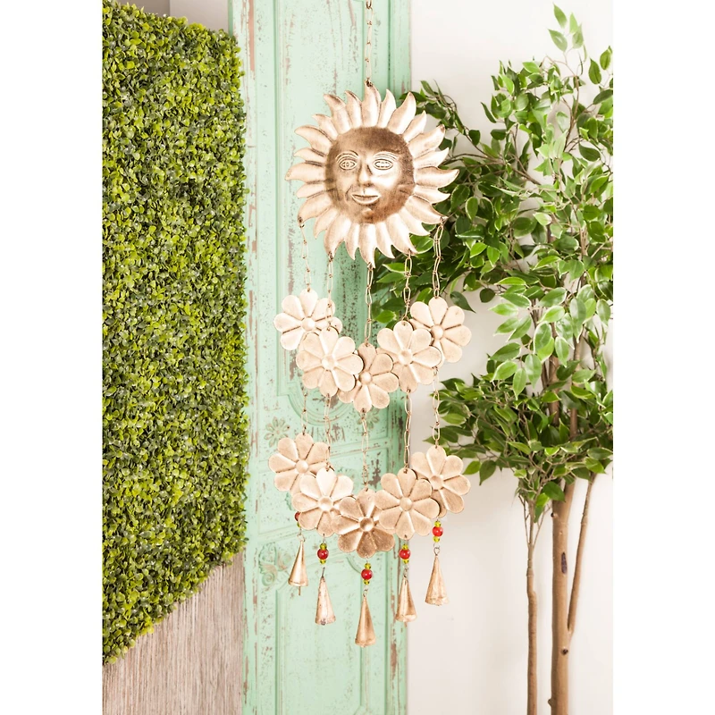 Gold Metal Eclectic Windchime, 11" x 1" x 32"