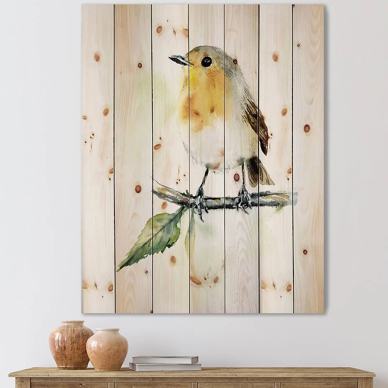 Designart - Little Robin Bird On A Branch