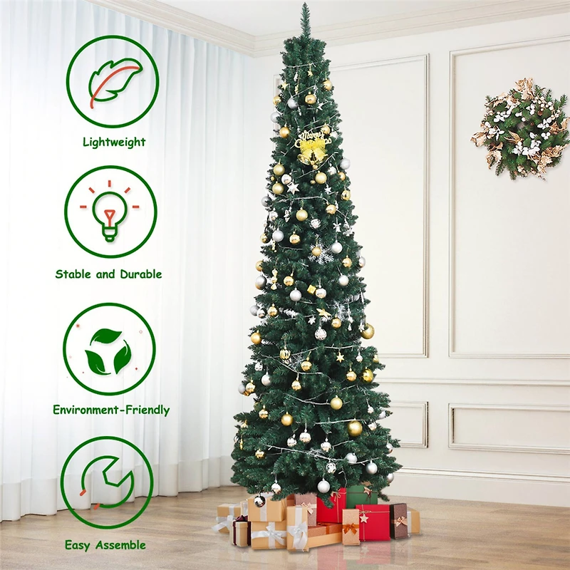 Costway 9ft. Green Pencil Artificial Christmas Tree