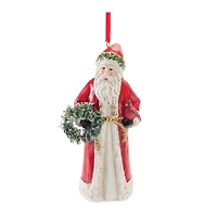 Santa with Cardinal Bird Ornament Set
