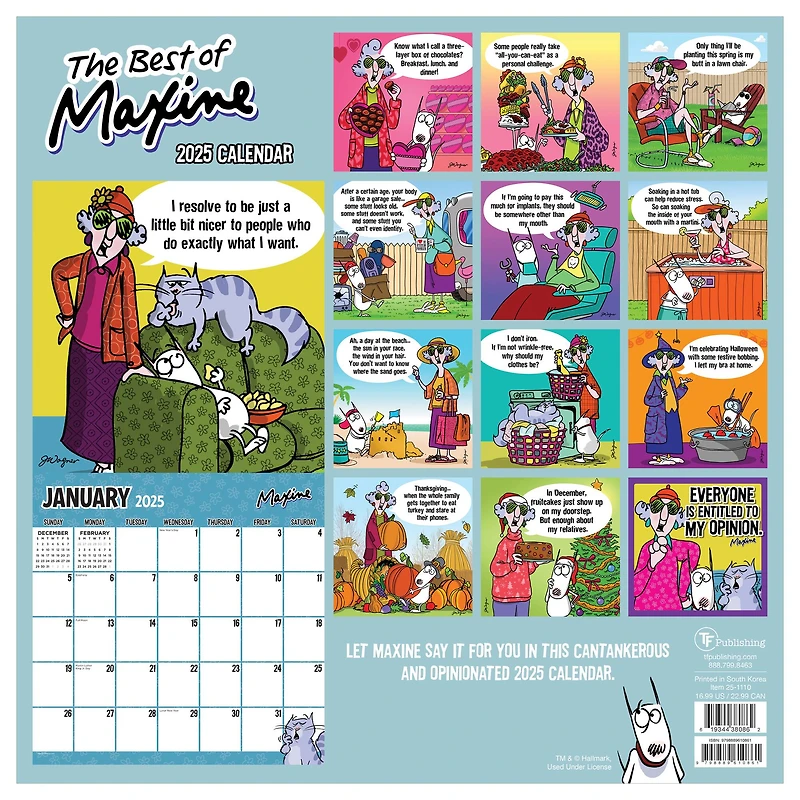 TF Publishing 2025 Maxine Wall Calendar