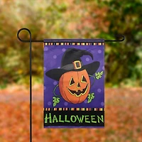 Pumpkin in a Witch Hat Outdoor Garden Flag, 12.5" x 18"