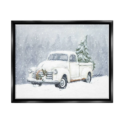 Stupell Industries Seasonal Niveous Snow Truck Scene Framed Floater Canvas Wall Art