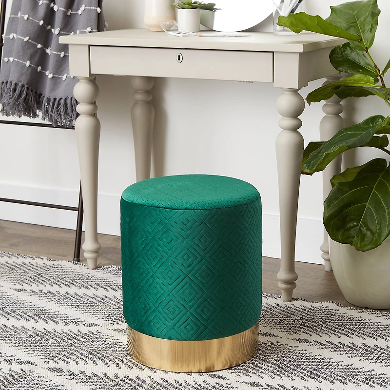 16.5" Green Velvet Stool