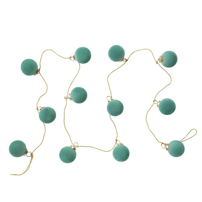 Hello Honey® 6ft. Mint Flocked Glass Ball Ornament Garland
