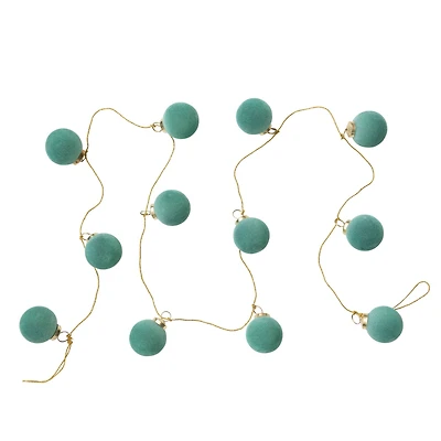 Hello Honey® 6ft. Mint Flocked Glass Ball Ornament Garland