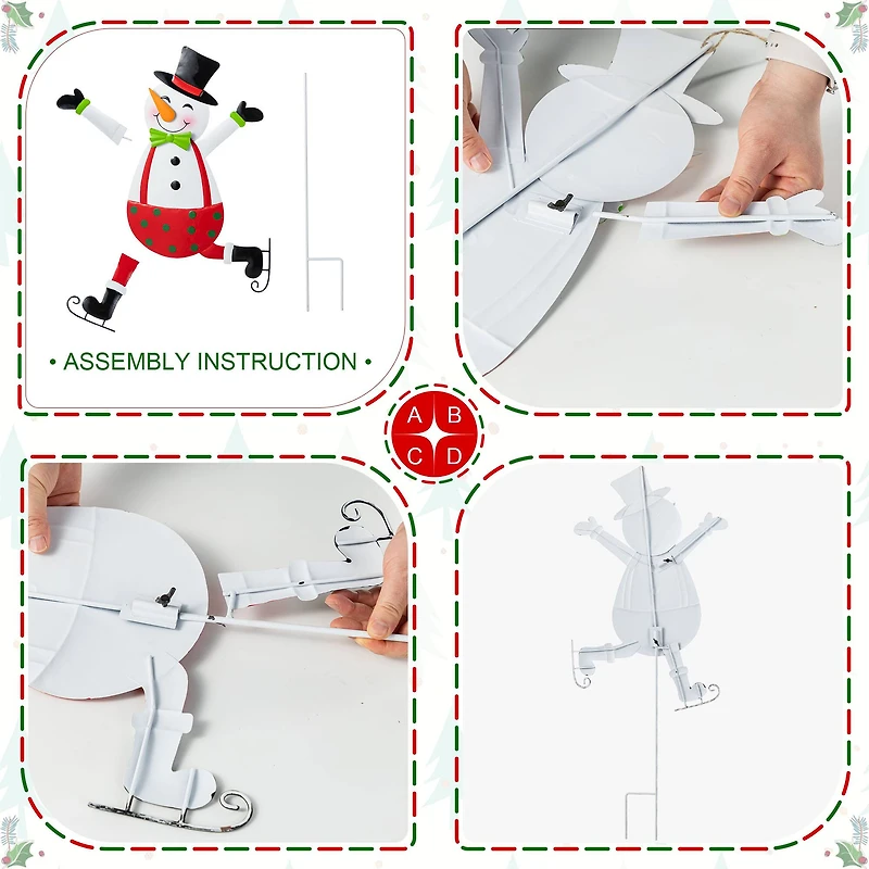 Glitzhome® 36" Metal Christmas Skiing Snowmen Yard Stake Set