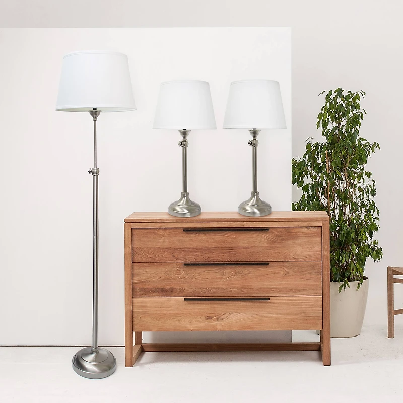 Lalia Home Brushed Nickel Extendable Lamp Set